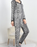 Viskon 3'Lü Set Pijama Takımı Siyahleopar - 70099.1050.