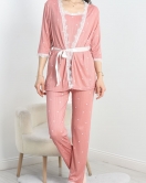 Pegasus Üçlü Pijama Takımı Gülkurusu - 70044.1048.