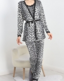 Viskon 3'Lü Set Pijama Takımı Siyahleopar - 70099.1050.