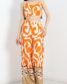 Desenli Crop 2'Li Takım Turuncubeyaz - 40691.701.