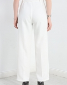 Double Kumaş Kemerli Bol Paça Pantolon Beyaz - 20903.1397.