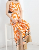 Desenli Crop 2'Li Takım Turuncubeyaz - 40691.701.
