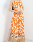 Desenli Crop 2'Li Takım Turuncubeyaz - 40691.701.