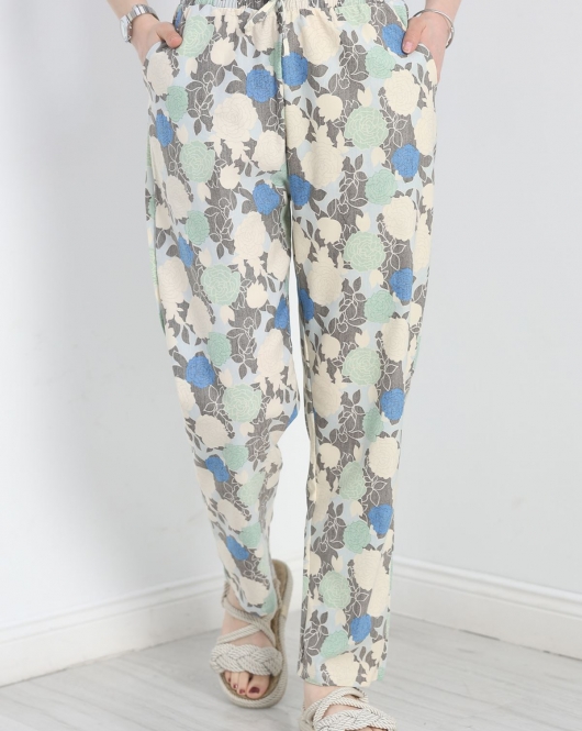 Desenli Dokuma Pantolon Mintçiçek - 70046.1837.