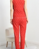 Zincir Kumaş Sıfır Kol Pijama Takımı Kırmızıpuanlı - 70568.1889.