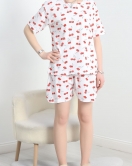 Yırtmaçlı Şortlu Pijama Takımı Kırmızıkiraz - 50086.1857.