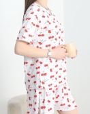 Yırtmaçlı Şortlu Pijama Takımı Kırmızıkiraz - 50086.1857.
