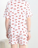 Yırtmaçlı Şortlu Pijama Takımı Kırmızıkiraz - 50086.1857.
