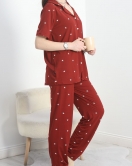 Milan Kumaş Düğmeli Pijama Takımı Bordo - 70455.1048.
