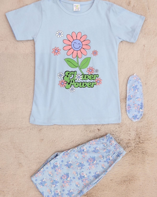 5-12 Yaş Kız Çocuk Pijama Takımı Açıkmavi - 50414.1951.