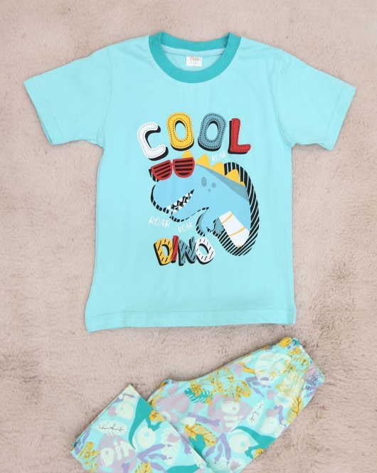 5-12 Yaş Erkek Kapri Pijama Takımı Suyeşili - 50412.1951.