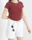 Kısa Kol Bisiklet Yaka Body Bordo - 21060.200.