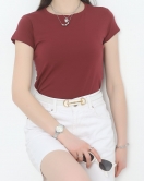 Kısa Kol Bisiklet Yaka Body Bordo - 21060.200.