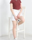 Kısa Kol Bisiklet Yaka Body Bordo - 21060.200.