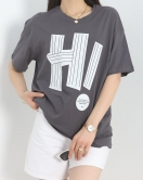 Baskılı Oversize Tişört Gribeyaz1 - 40649.1872.
