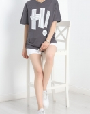 Baskılı Oversize Tişört Gribeyaz1 - 40649.1872.