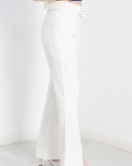 Kemerli İspanyol Paça Pantolon Beyaz - 30373.1397.