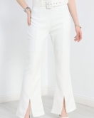 Kemerli İspanyol Paça Pantolon Beyaz - 30373.1397.