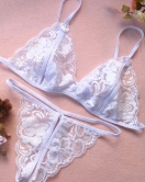 Beyaz Dantelli Fantazi Sütyen ve G-String Takımı TM2090